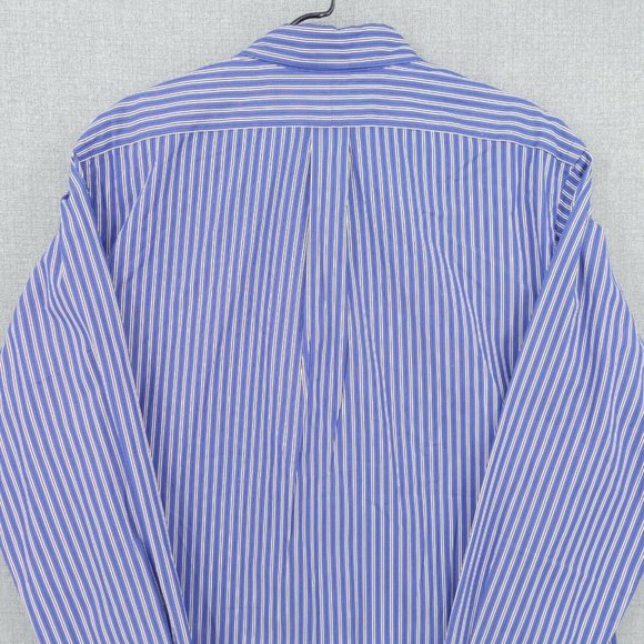 Ralph Lauren Shirt Mens Large Blue Striped Classic Fit Long Sleeve Button Front - Picture 6 of 10